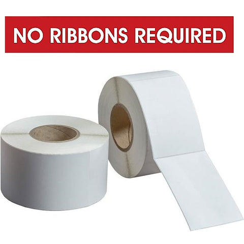 DIRECT THERMAL LABELS ROLLED - COATED - 2” OD 3/4” CORE (Black Sensor Bar) - NO RIBBON REQUIRED